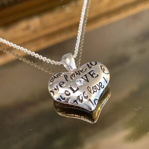 Reversible Silver Puffy Heart Necklace